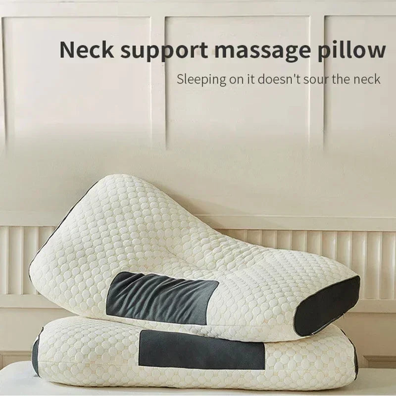 High Quality Washable Knitted Massage Pillow, Hypoallergenic Non-Collapse Neck Support Pillow for Better Sleep & Household Use