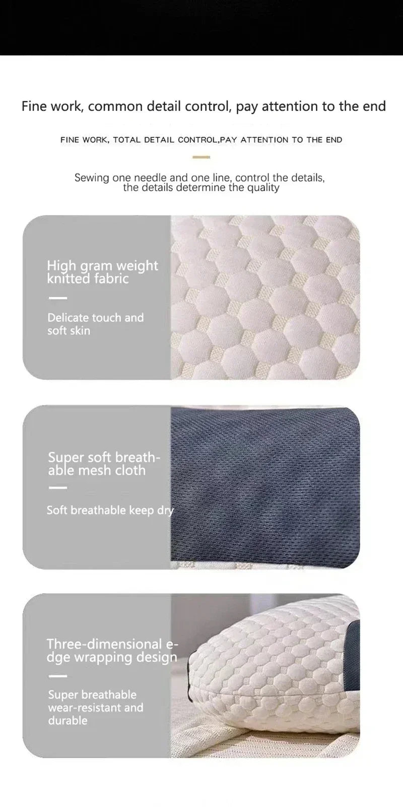 High Quality Washable Knitted Massage Pillow, Hypoallergenic Non-Collapse Neck Support Pillow for Better Sleep & Household Use